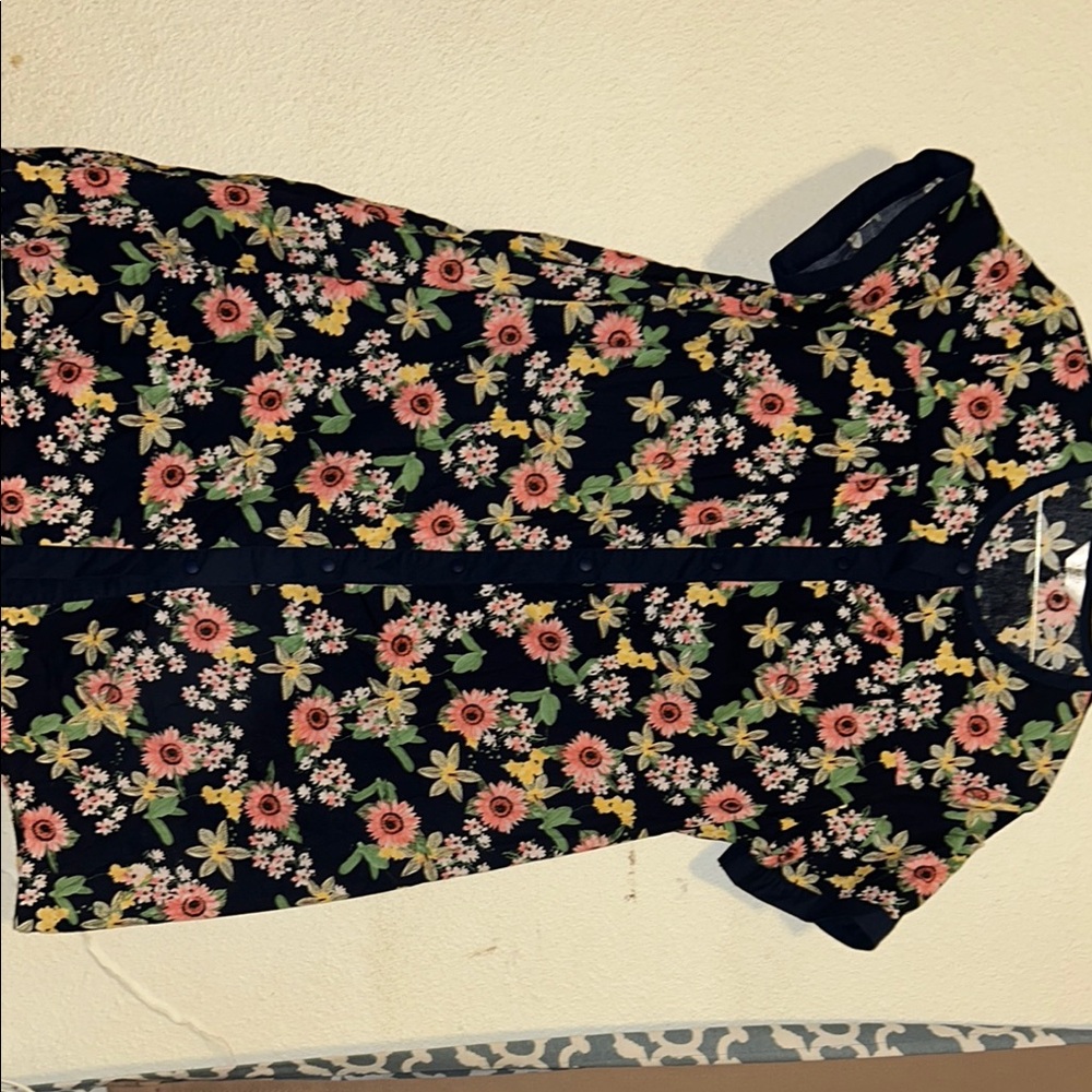 Pink and Black Midi Sheath Dress with Crew Neck
